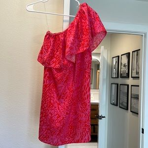 One shoulder pink and red Vici xs dress